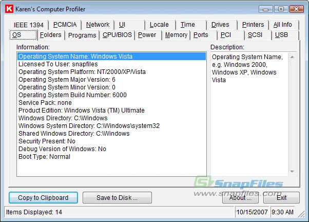 Karens Computer Profiler Tangkapan layar 1