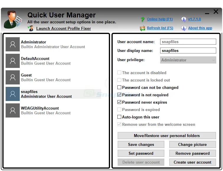 Quick User Manager Tangkapan layar 1