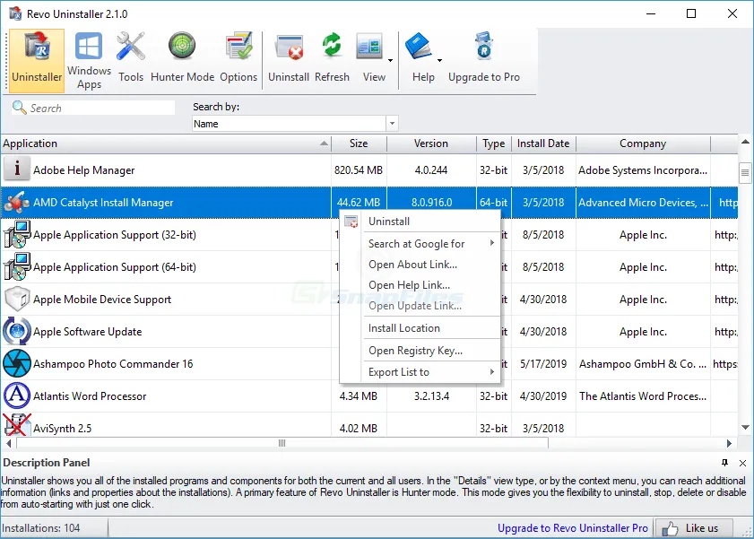 Revo Uninstaller Tangkapan layar 1