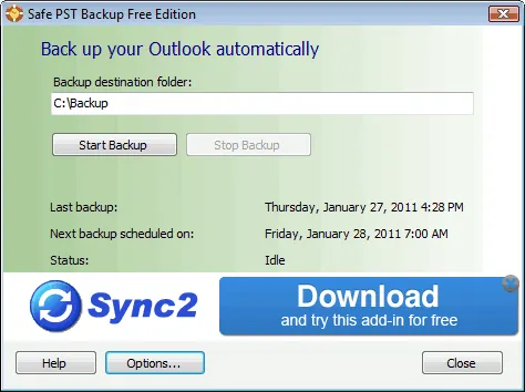 Safe PST Backup (Free Edition) Tangkapan layar 1