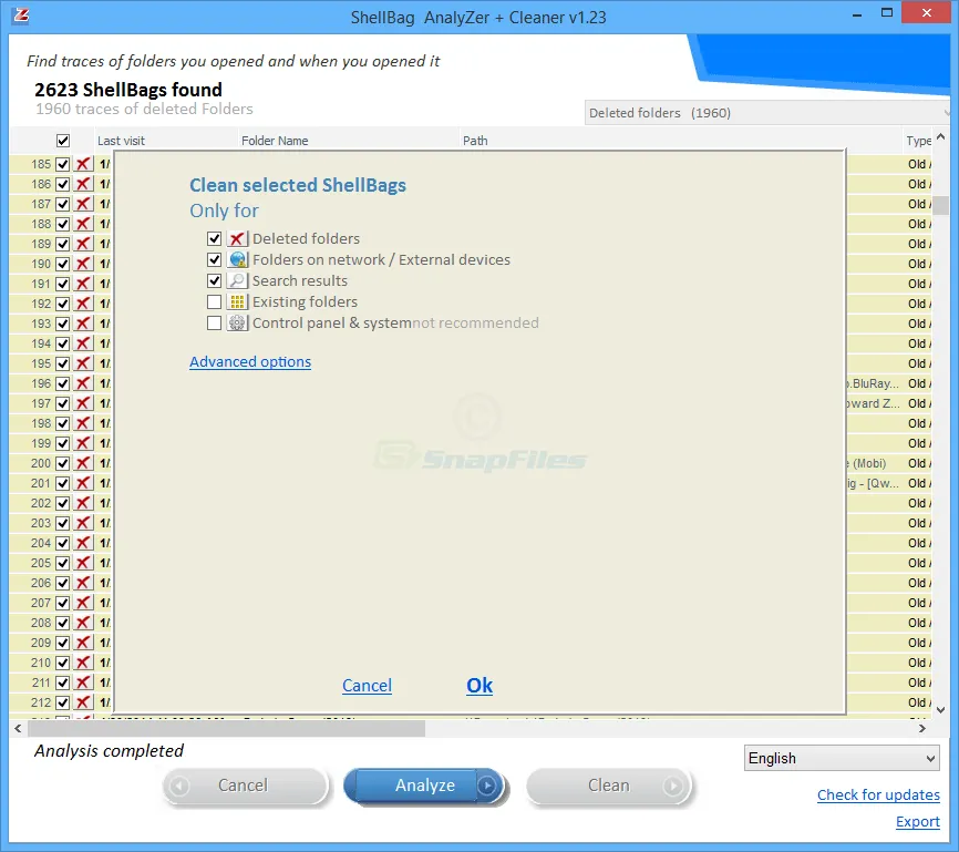 ShellBag Analyzer and Cleaner Tangkapan layar 2