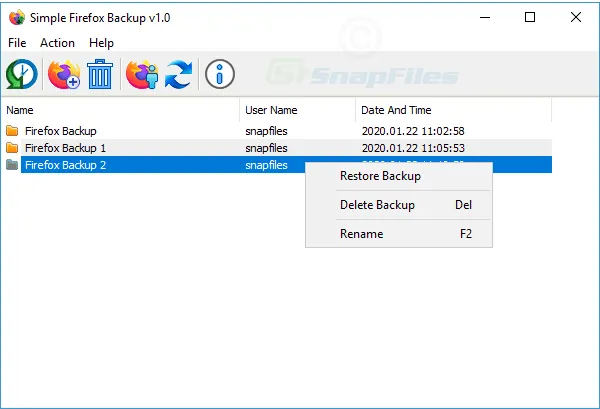 Simple Firefox Backup Tangkapan layar 1