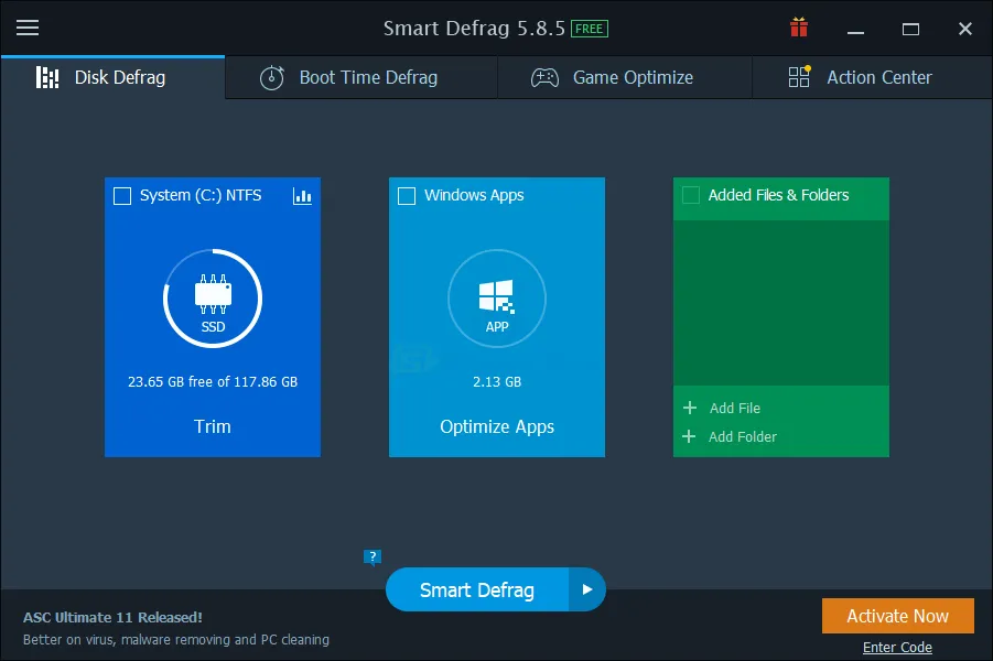 IObit Smart Defrag Tangkapan layar 1