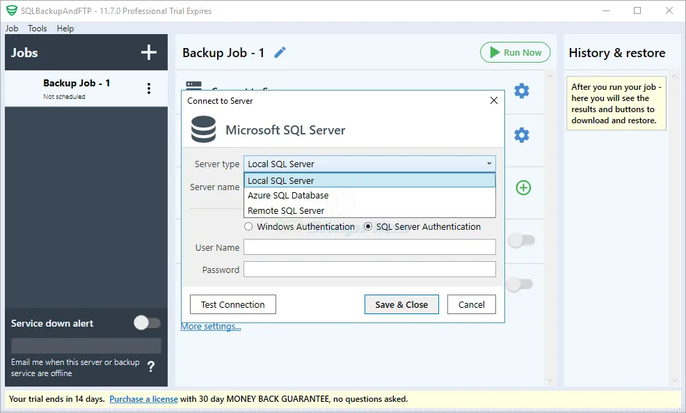 SQLBackupAndFTP Free Tangkapan layar 2