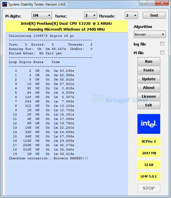 System Stability Tester Tangkapan layar 1