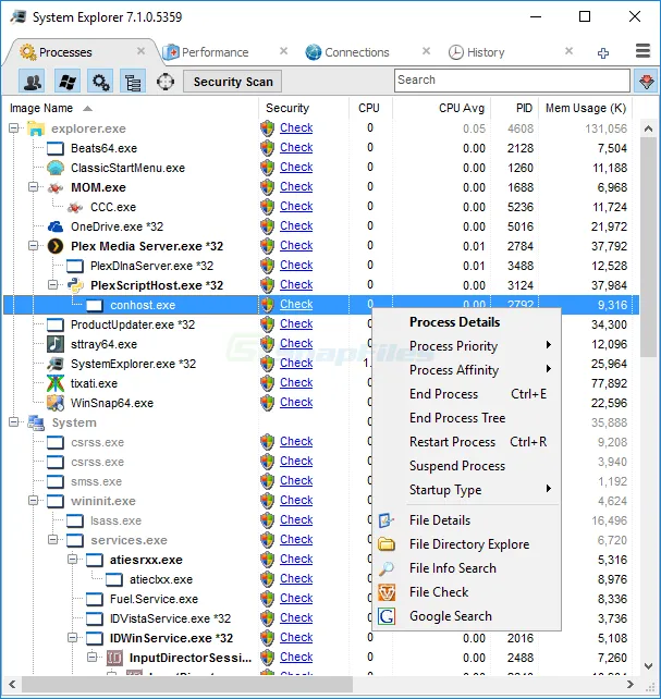 System Explorer Tangkapan layar 1