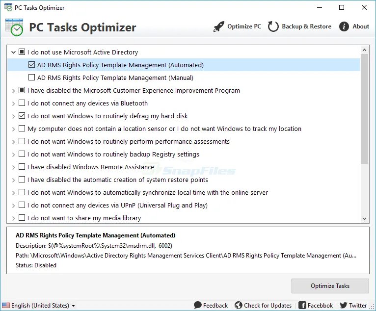 PC Tasks Optimizer Tangkapan layar 1