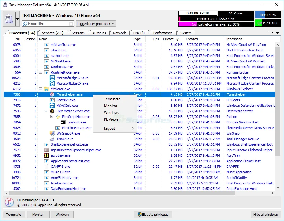 MiTeC Task Manager DeLuxe Tangkapan layar 1