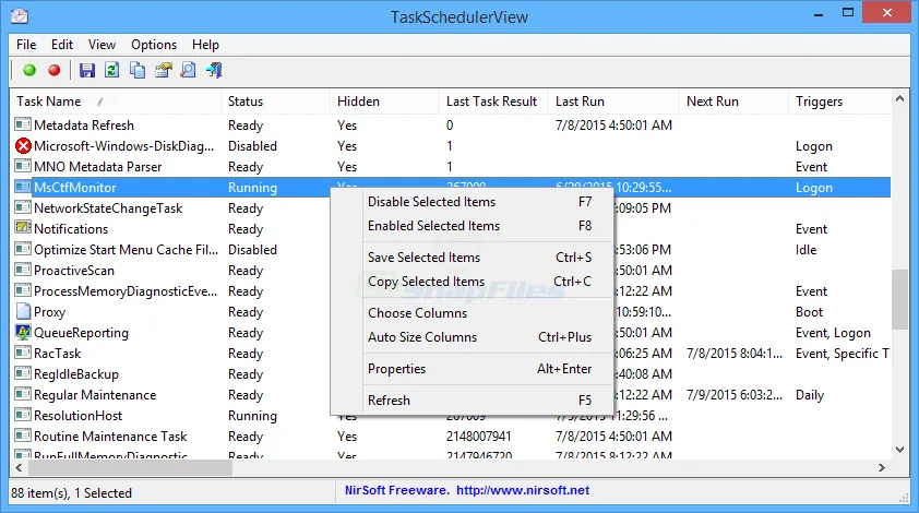 TaskSchedulerView Tangkapan layar 1