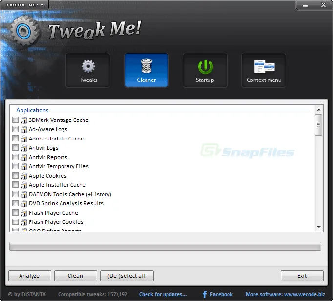 Tweak Me! Tangkapan layar 2