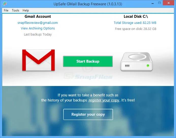 UpSafe Gmail Backup Tangkapan layar 1