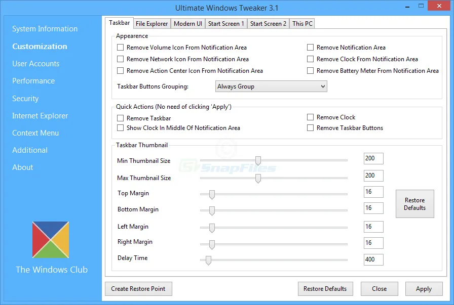Ultimate Windows Tweaker (Windows 8) Tangkapan layar 1