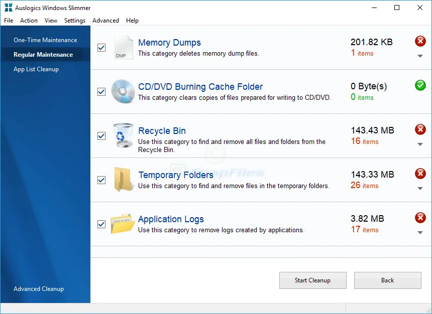 Auslogics Windows Slimmer Tangkapan layar 2