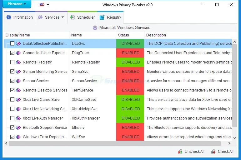 Windows Privacy Tweaker Tangkapan layar 1