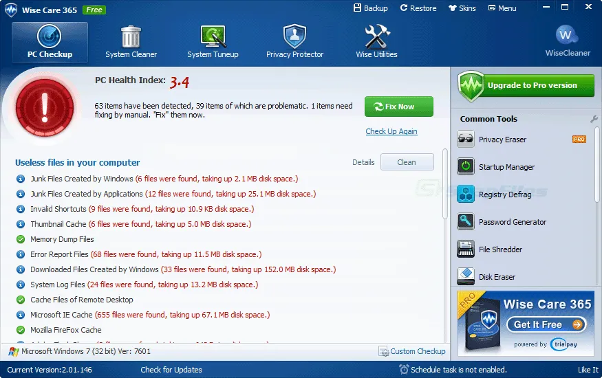 Wise Care 365 Free Tangkapan layar 1