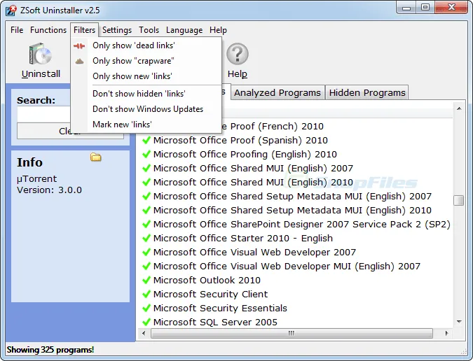 ZSoft Uninstaller Tangkapan layar 1